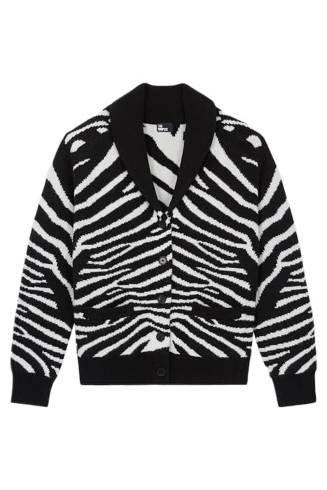 ZEBR JACQUARD CARDIGAN BLACK WHITE 1