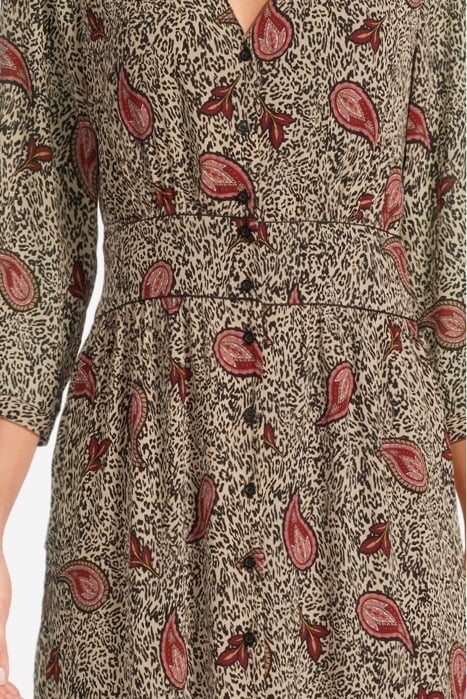 ECRU LONG RECYCLED PAISLEY LEOPARD PRINT DRESS 4