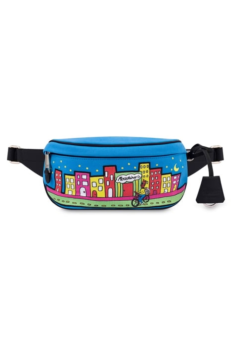 MOSCHINO COMICS CANVAS BUM BAG BLUE 1