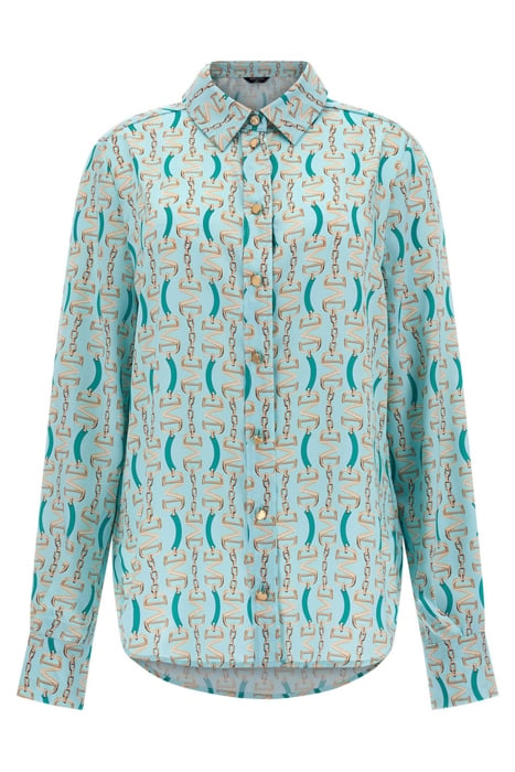 MELISSA PRINTED POLY GOLDEN MONOGRAM BUTTON-DOWN SHIRT GREE 3