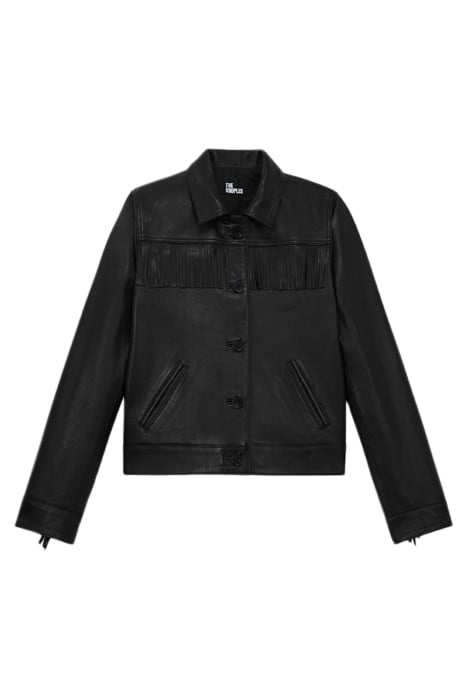 FRINGED LEATHER JACKET BLACK 1