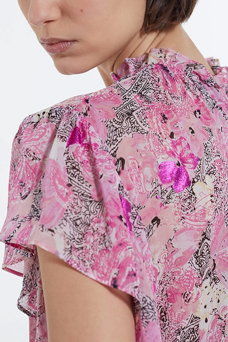 SHORT SLEEVED LACE COLLAR TOP PINK 6