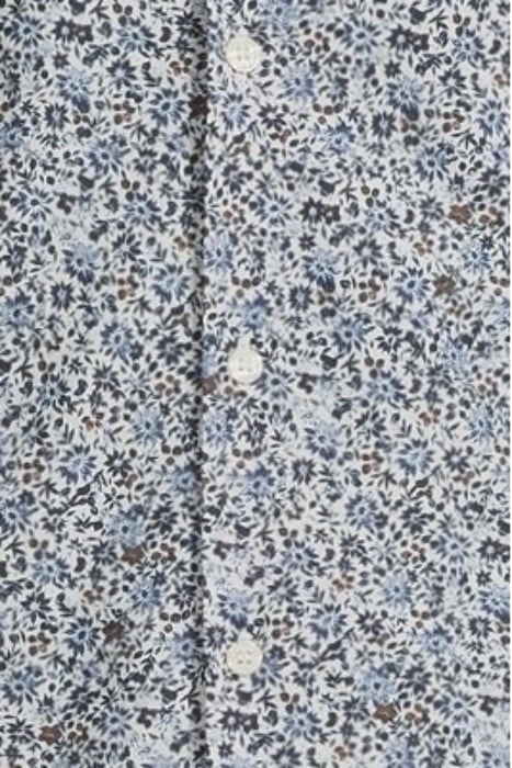 NAVY ORGANIC MICRO-FLOWER PRINT SLIM SHIRT NAVY 5