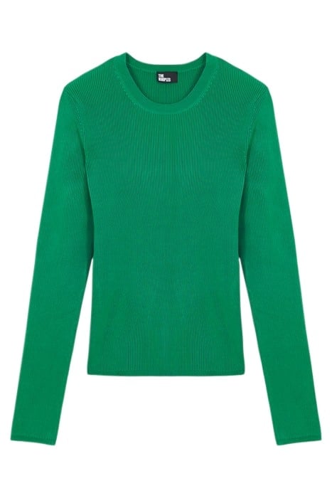 LONG SLEEVED ROUND NECK SWEATER IN VISCOSE GREEN 1