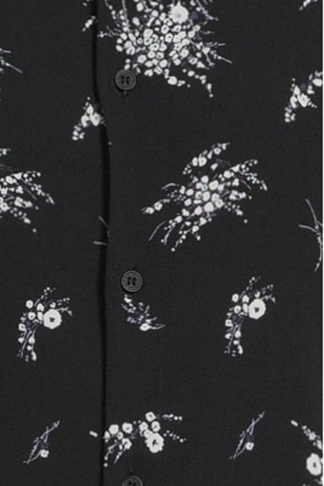 BLACK FLOWER MOTIF SLIM SHIRT BLACK 5