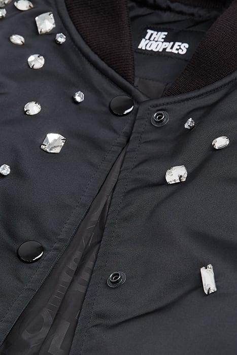 SATIN BOMBER WITH STRASS PEARLS BLACK 2