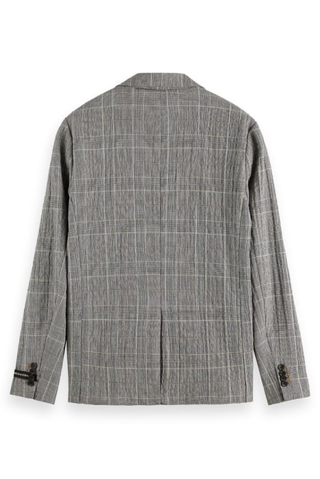 CHECKED COTTON-BLEND SEERSUCKER BLAZER BLACK ECRU CHECK 4