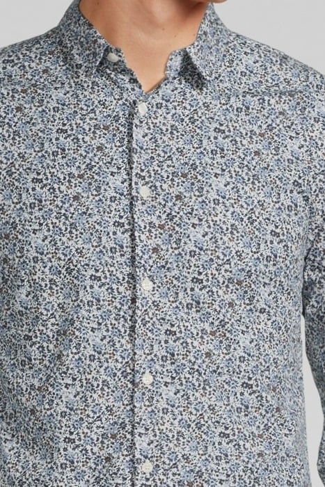 NAVY ORGANIC MICRO-FLOWER PRINT SLIM SHIRT NAVY 4