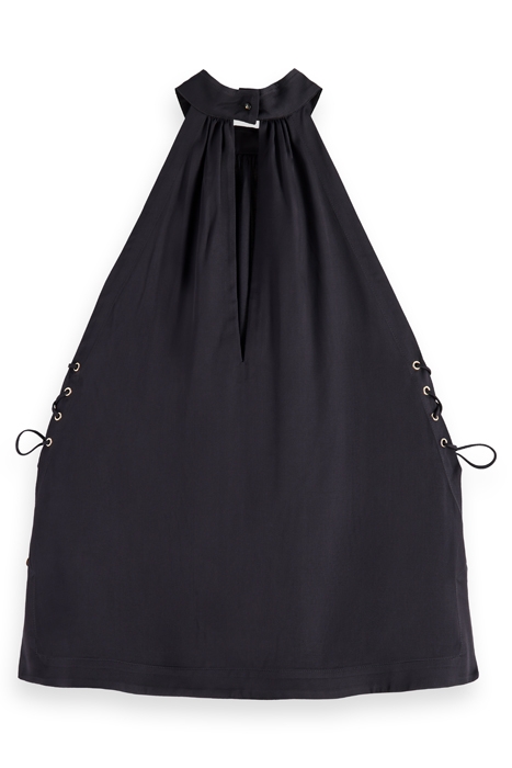 HALTER NECK TOP WITH CRISS CROSS DETAIL EVENING BLACK 2