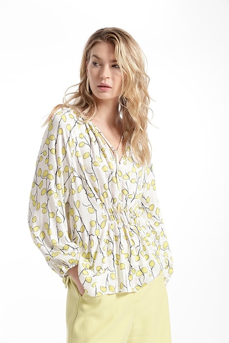 PRINT VISCOSE AGREN TOP LIME YELLOW 3