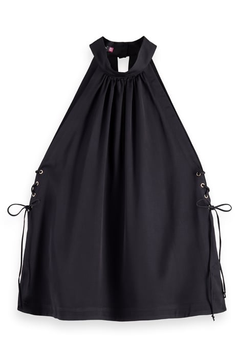 HALTER NECK TOP WITH CRISS CROSS DETAIL EVENING BLACK 1