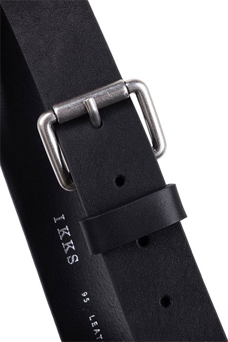 BLACK LEATHER BELT WITH METAL BUCKLE DETAIL BLACK 2