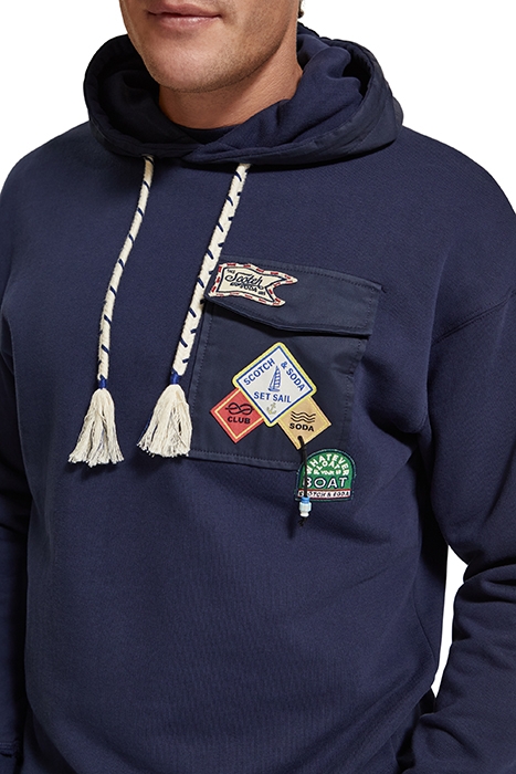 BADGE POCKET HOODIE NAVY BLUE 6