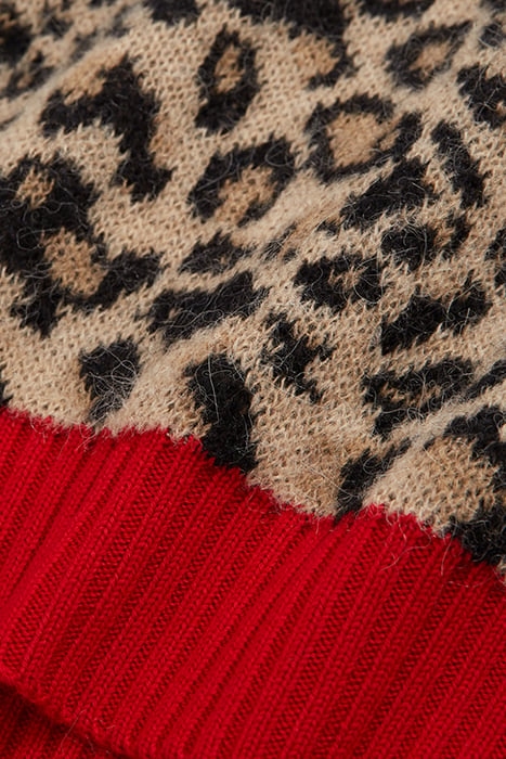 LEOPARD JACQUARD ROUND NECK SWEATER AND CONTRAST RIB LEOPARD 8