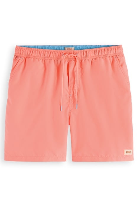 MID LENGTH SWIM SHORT SOLID WASHED NEON PEACH 1