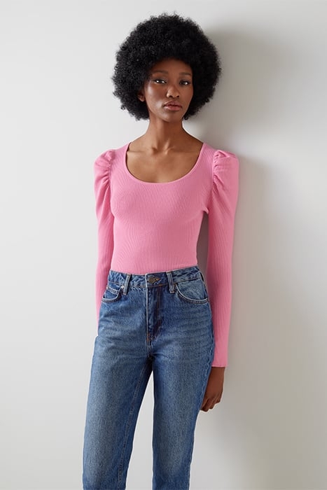 TK RITA - SCOOP NECK PUFF BRIGHT PINK 1