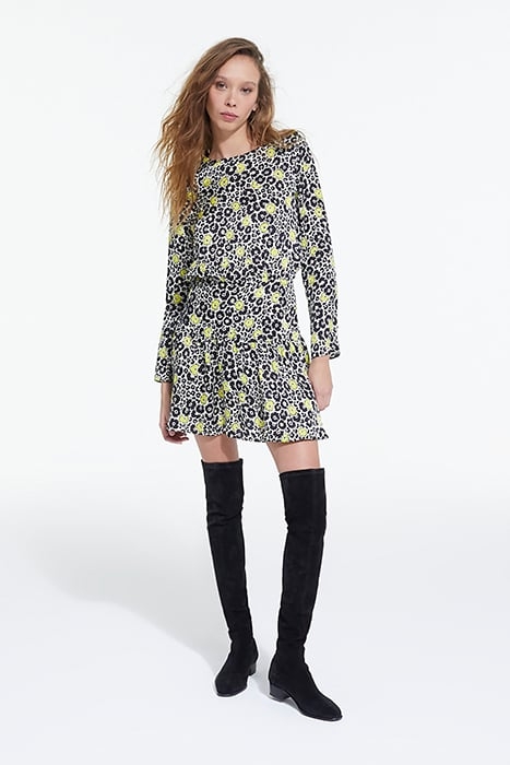 WILD BLOSSOM SHORT DRESS ECRU / YELLOW 3
