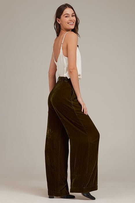 PLEATED WIDE LEG TROUSER OLIVE GOLD 3