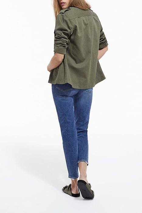 JACKET IN CHEVRON FABRIC AND LEOPARD LINING OLIVE NIGHT 3