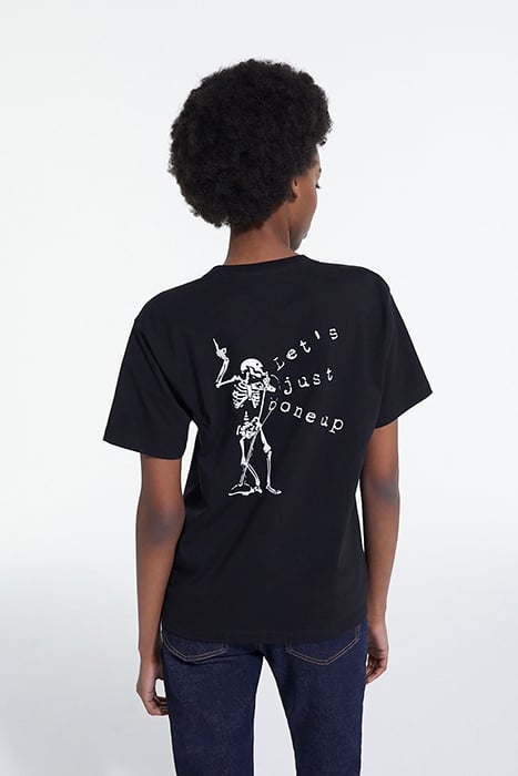 SHORT-SLEEVED MONOCHROME SCREEN PRINT T-SHIRT BLACK 2