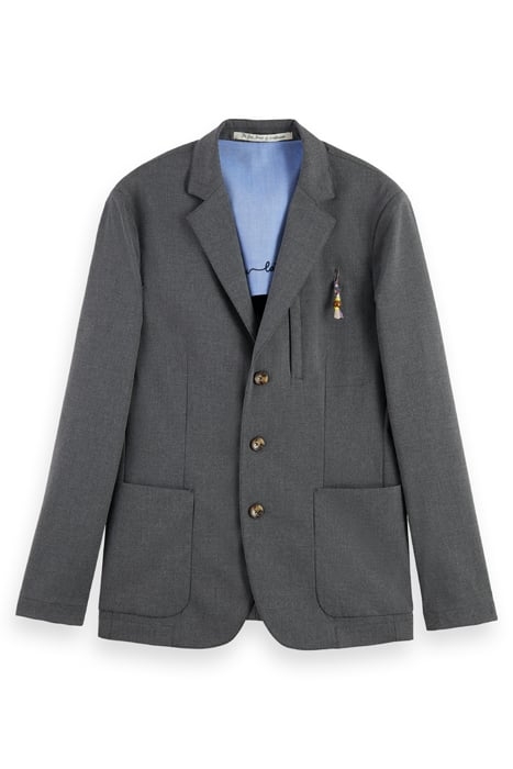 UNCONSTRUCTED VISCOSE-BLEND 3-BUTTON BLAZER SEAL GREY MELANG 1