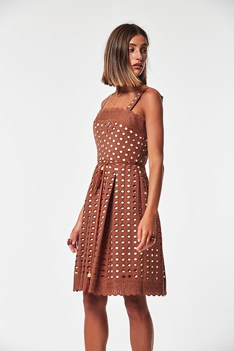 EMBROIDERY VOILE MONIX DRESS BROWN-WHITE-31 1