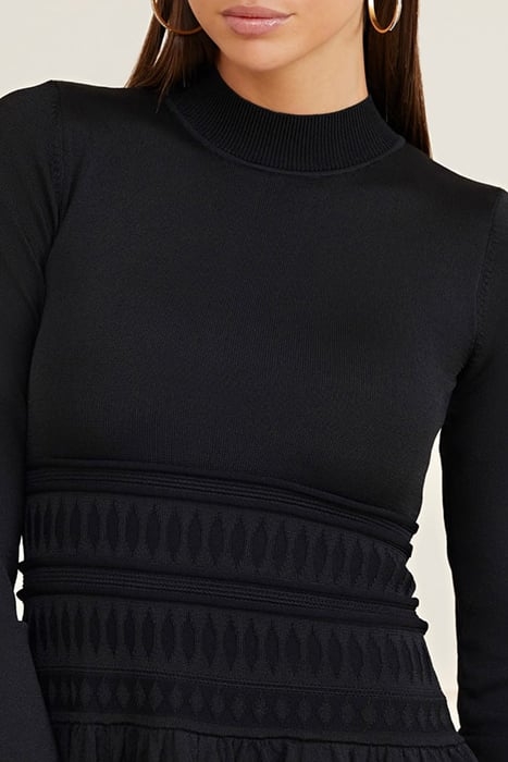 TEMPO HIGH NECK SWEA JET BLACK MINI DRESS 4