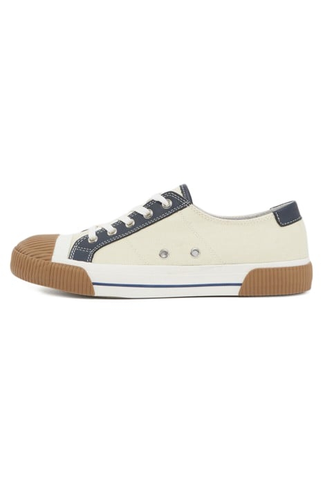 LOW CANVAS SNEAKERS WITH LEATHER INSERTS ECRU 5