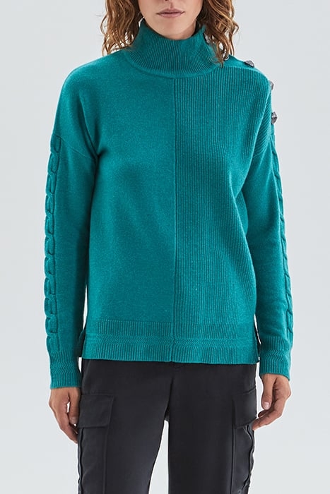 AMAZONITE KNIT SWEATER WITH SHOULDER BUTTONS 1