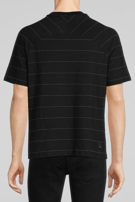 BLACK T-SHIRT WITH ECRU STRIPES BLACK 2