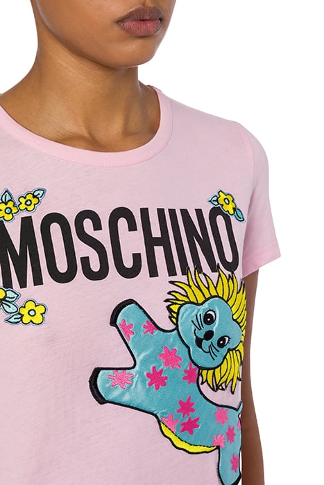 ANIMAL PATCH ORGANIC COTTON JERSEY T-SHIRT PINK 4