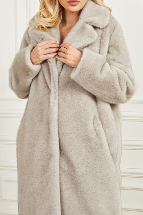 BIANCA FAUX FUR COAT GREY PEARL MULTI 7