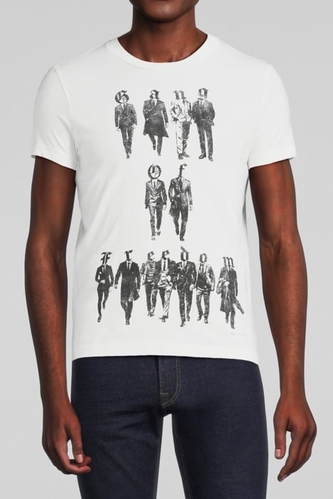 WHITE T-SHIRT WITH GANG IN SUITS IMAGE OFF WHITE 1