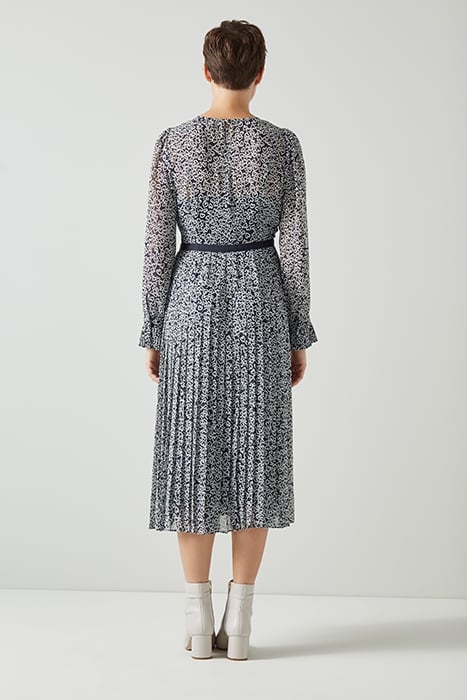 ESTELLE PLEATED MIDI DRESS NAVY MULTICOLOR 2