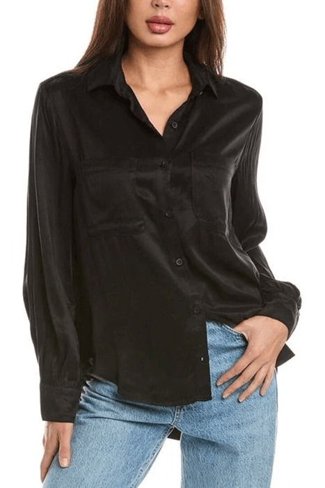 TWO POCKET BISHOP SLEEVE SHIRT BLACK 1