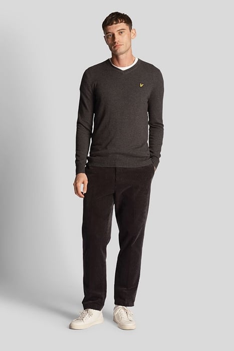 COTTON MERINO V NECK JUMPER CHARCOAL MARL 3