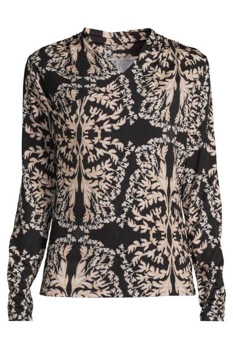 LONG SLEEVE TOP HIGH WRAP ORNAMENT PRINT BLACKS 3