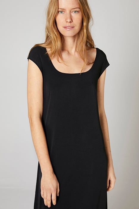 LUXE JERSEY CAP SLEEVE DRESS BLACK 4