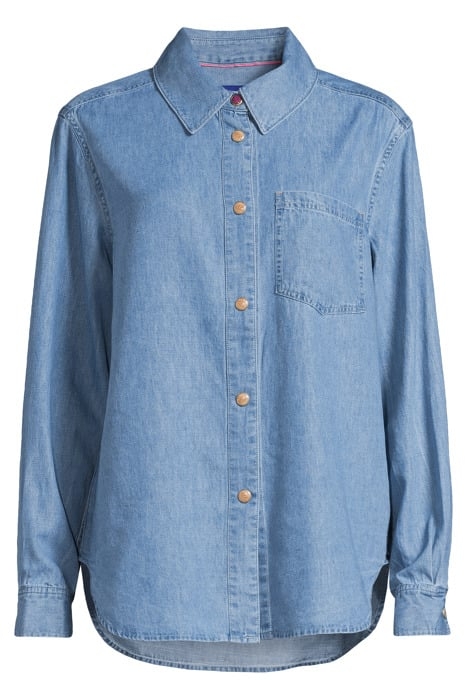 LONG SLEEVE SHIRT WITH ONE POCKET - WASHED INDIGO BLEACHED I 3