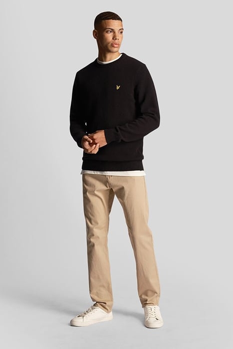 CREW NECK LAMBSWOOL BLEND JUMPER JET BLACK MARL 3