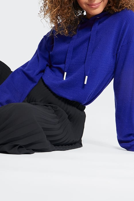 SAPPHIRE BLUE LUREX KNIT HOODED SWEATER BLUE 5