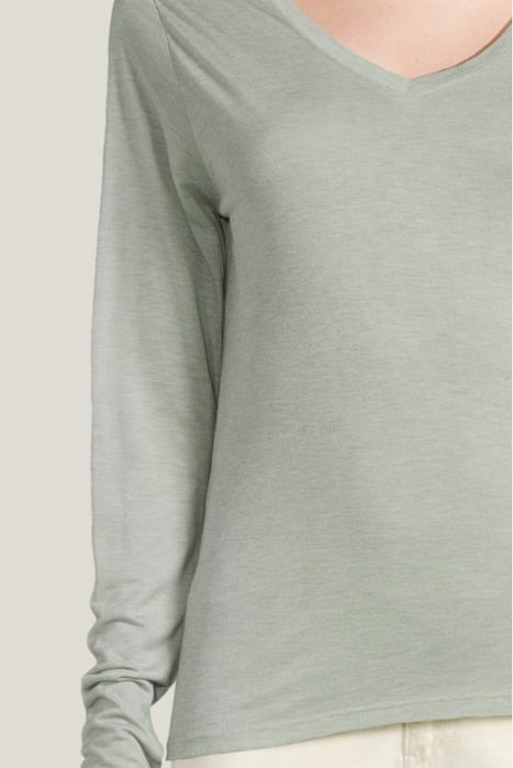 V NECK TOP VISCOSE WOOL JERSEY GREENS 4
