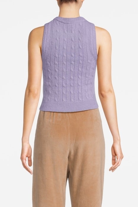 BRAIDED MOHAIR CREWNECK VEST PASTEL LIL 2