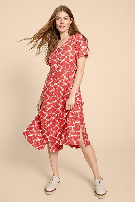 IVY LINEN MINI DRESS RED PRINTED 1