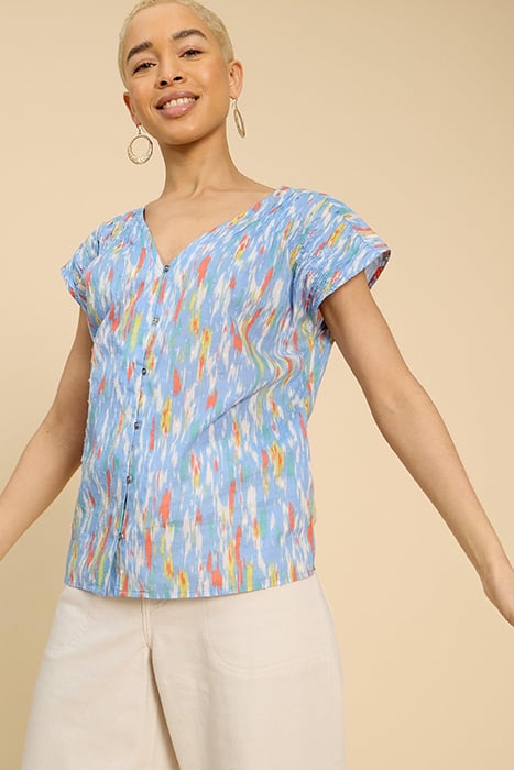 RAE COTTON VEST BLUE PRINTED 1