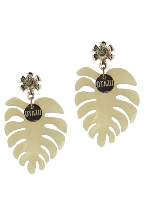 BIG LEAF EARRINGS BEIGE 2