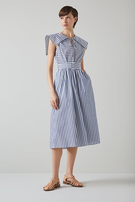 BEAU STRIPE MIDI DRESS NAVY/CREAM 4