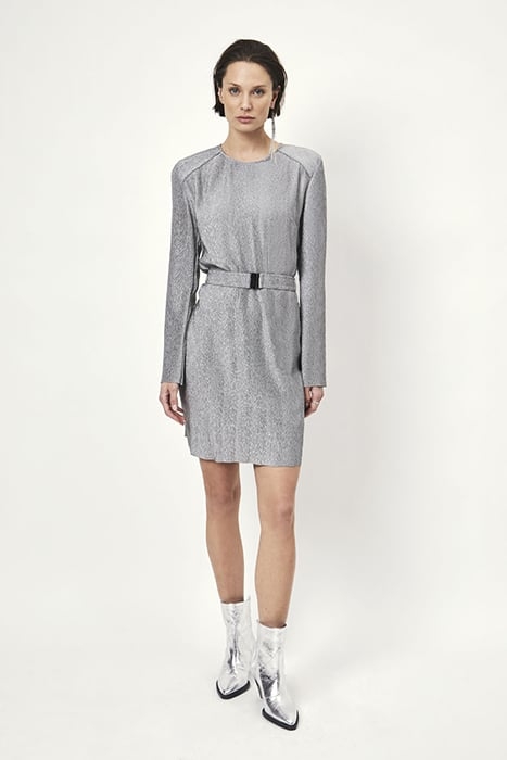 ARONÉ BELTED MINI DRESS GREY CLOUD 1