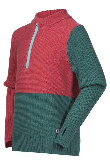 ULRIKEN WOOL KIDS JUMPER LIGHT DAHLIA RED / GREENLAKE 3