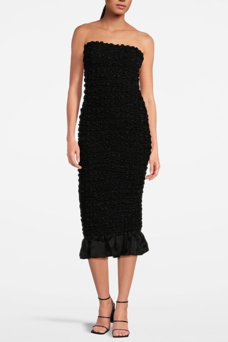 SATIN SMOCK DRESS BLACK 1